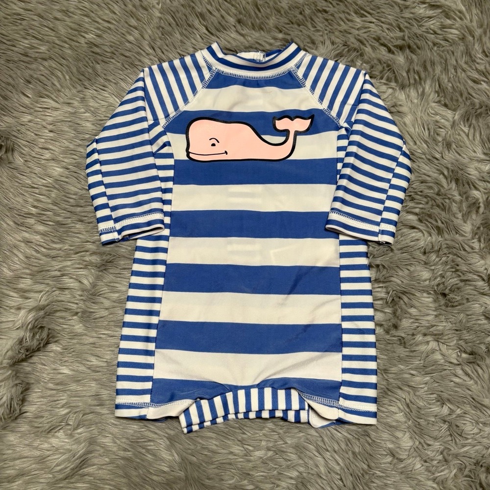 Vineyard Vines One-Piece Swim Suit Baby 3-6 Months Blue White Stripes
